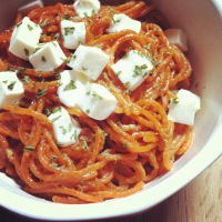 sriracha spaghettini close up